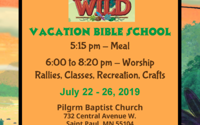 Vacation Bible School,”IN THE WILD”: July 22-26